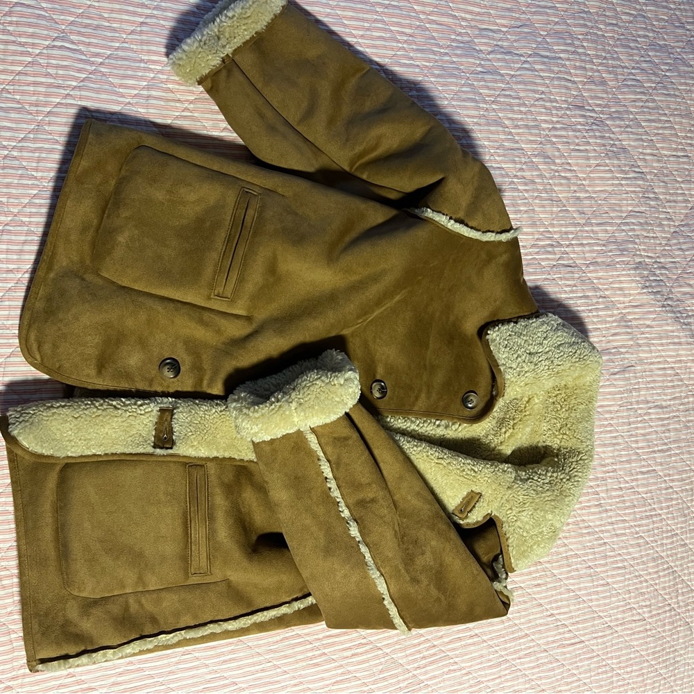 BDG Cream and Brown Shearling Jacket
